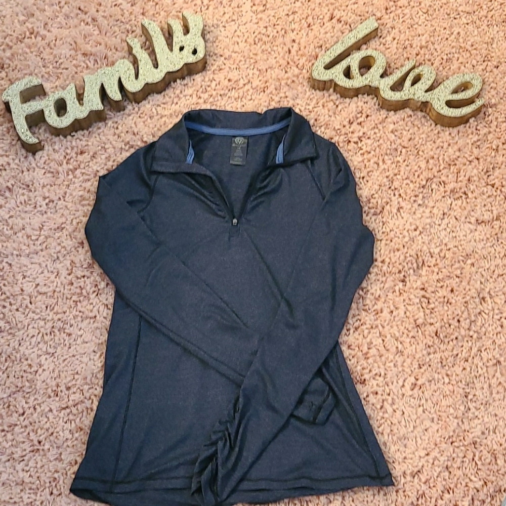 Champion LS navy partial zip shirt